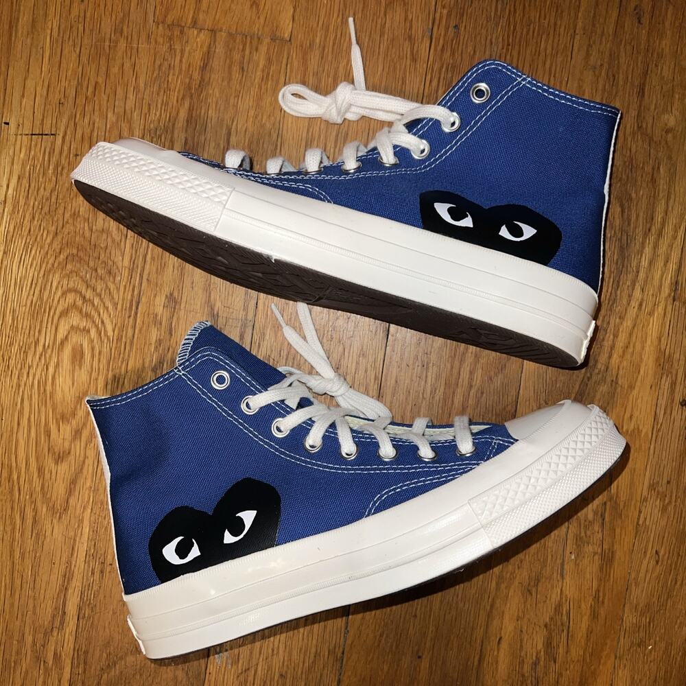 Converse Chuck 70 High Comme des Garçons PLAY Blue Quartz Men Size 7.5/Women 9.5